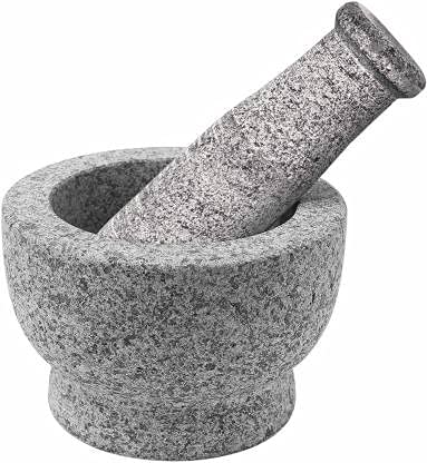 Thenkumari Ayurvedic Natural idikkalu Stone Mortar and Pestle Set/Ural/Idikallu/Okhli Stone Masher (Height 5inch, Dia 5inch) (Pack of 1)