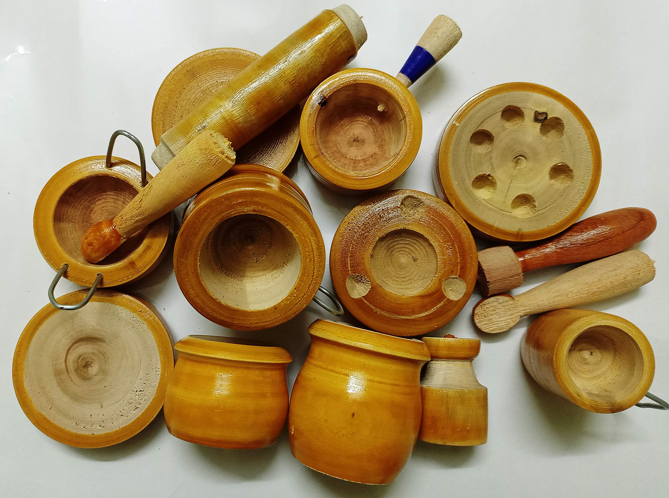 Thenkumari Beautiful Wooden toys-15pis Kitchen Set for Little Boys and Girls-(Multi Color)/ Choppu Jaman