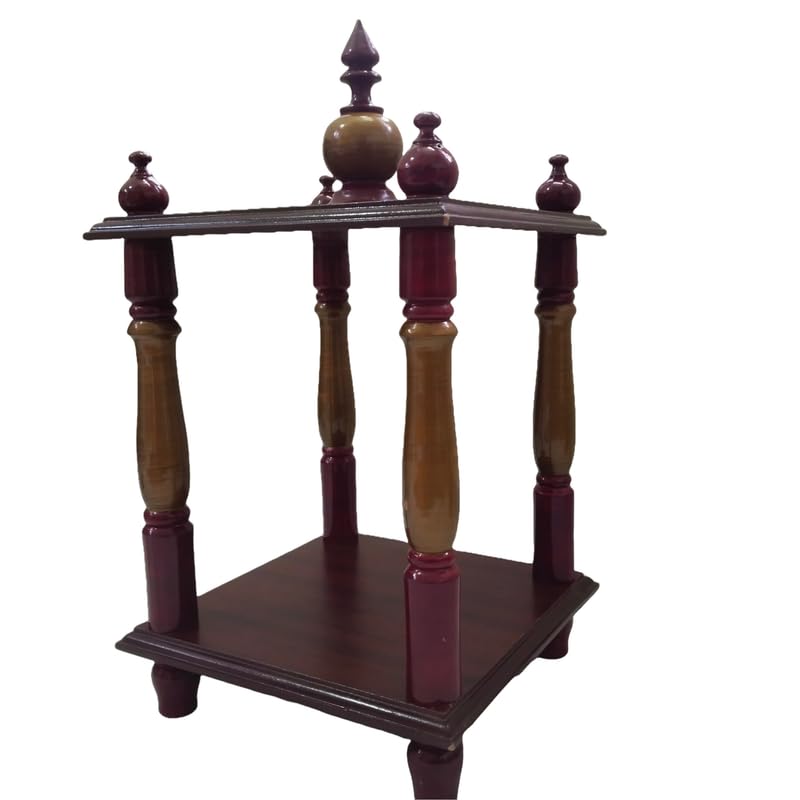 Thenkumari Beautiful Engineered Wood Mandir for Pooja and Home Decoration Wood Home Temple (24 X 24 X 38 cm)